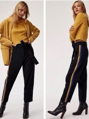 Aritzia Wilfred JALLADE Tie-Front Relaxed Fit Striped Pants Size 4